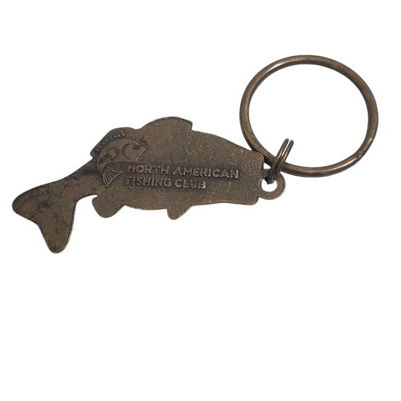 Large Mouth Bass North American Fishing Club Keychain Brass Sculpt Fish Keyring - Picture 2 of 3